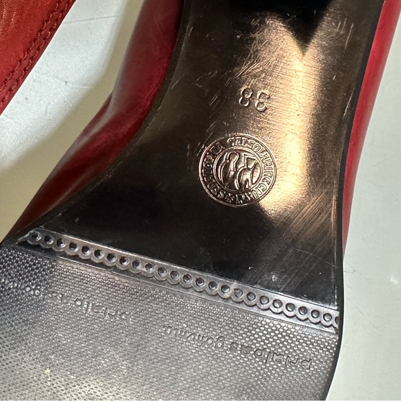 Handmade red heeled leather shoes size 7.5 - Picture 2 of 4